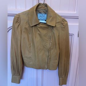 Prada leather jacket size 38 color brown